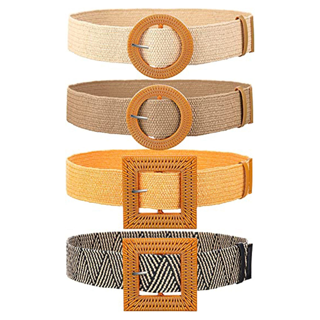 4 Pack Straw Woven Belt JEC Shops LLC