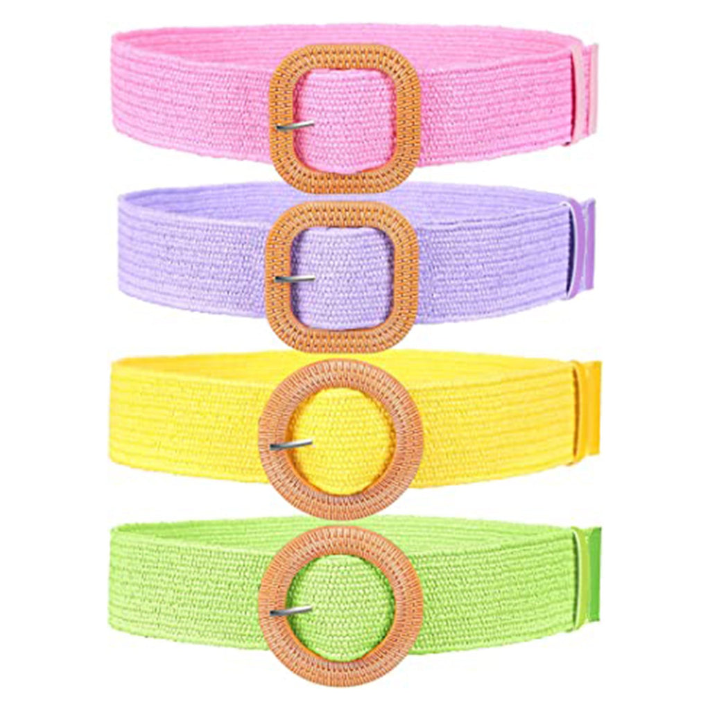 4 Pack Straw Woven Belt JEC Shops LLC