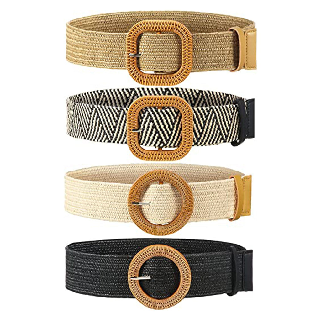 4 Pack Straw Woven Belt JEC Shops LLC