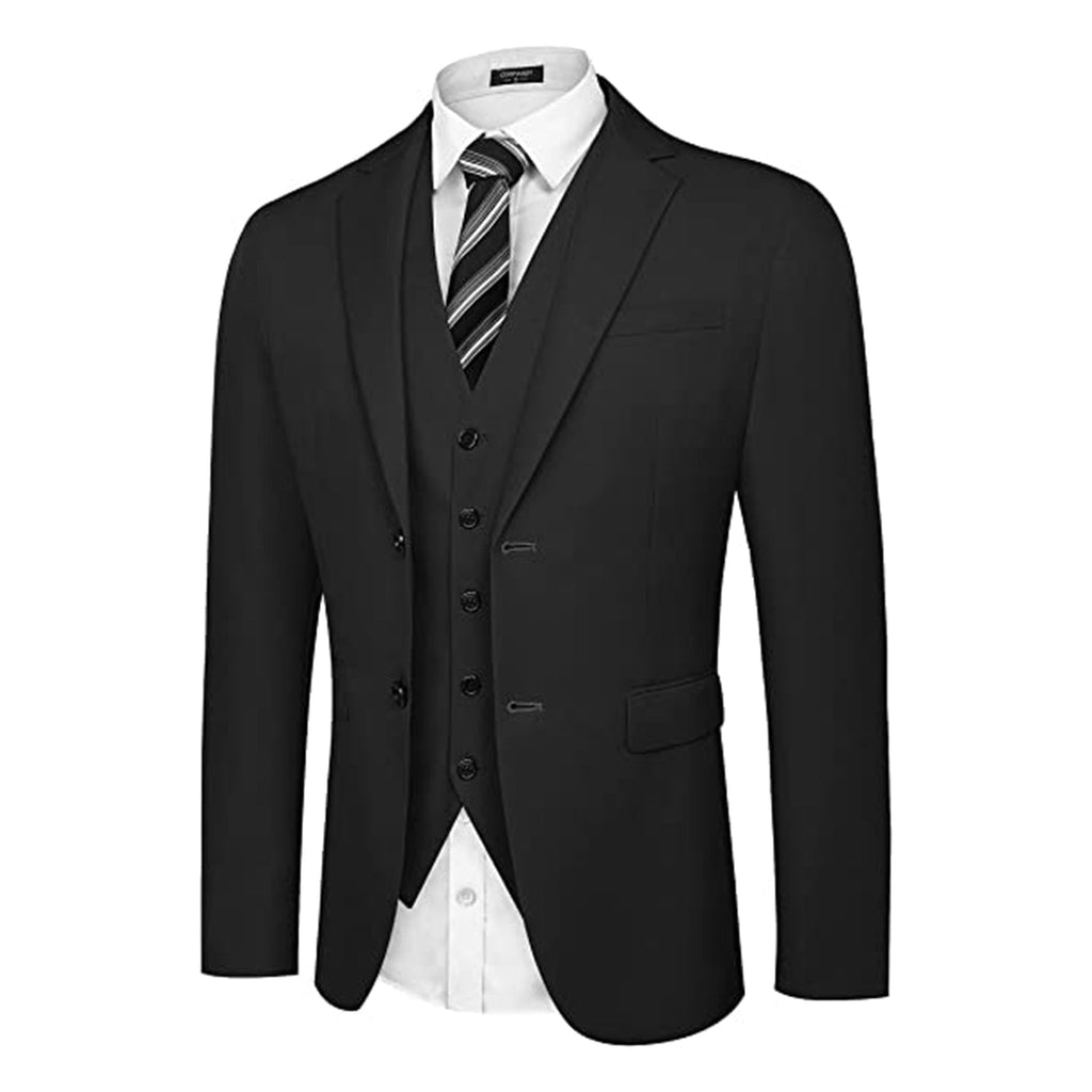 COOFANDY Men's 2 Piece Suit Slim Fit Two Button Blazer Jacket Business Wedding Prom Tuxedo Vest Set JEC Shops LLC