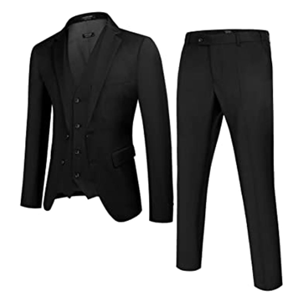 COOFANDY Men's 3 Pieces Slim Fit Suits Classic Solid Jacket Vest Pants Two Button Blazer JEC Shops LLC