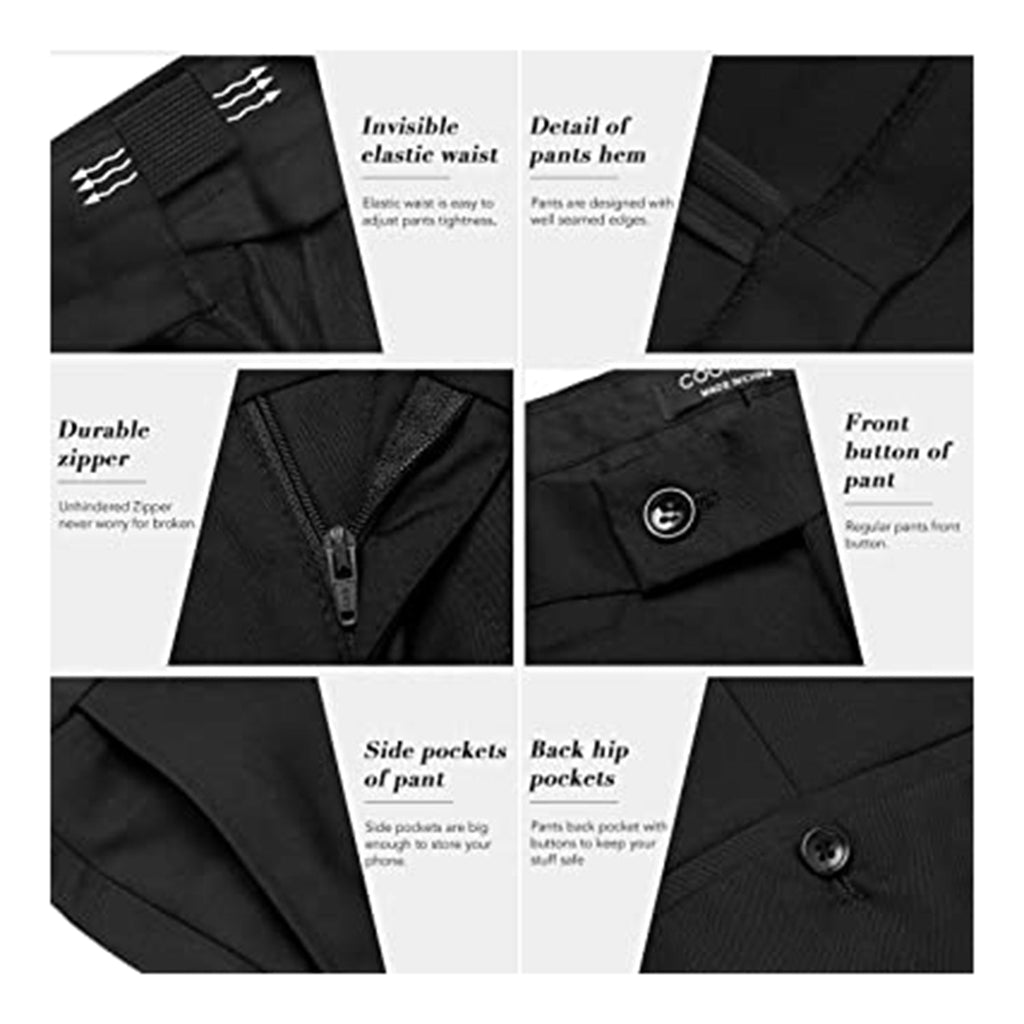 COOFANDY Men's 3 Pieces Slim Fit Suits Classic Solid Jacket Vest Pants Two Button Blazer JEC Shops LLC