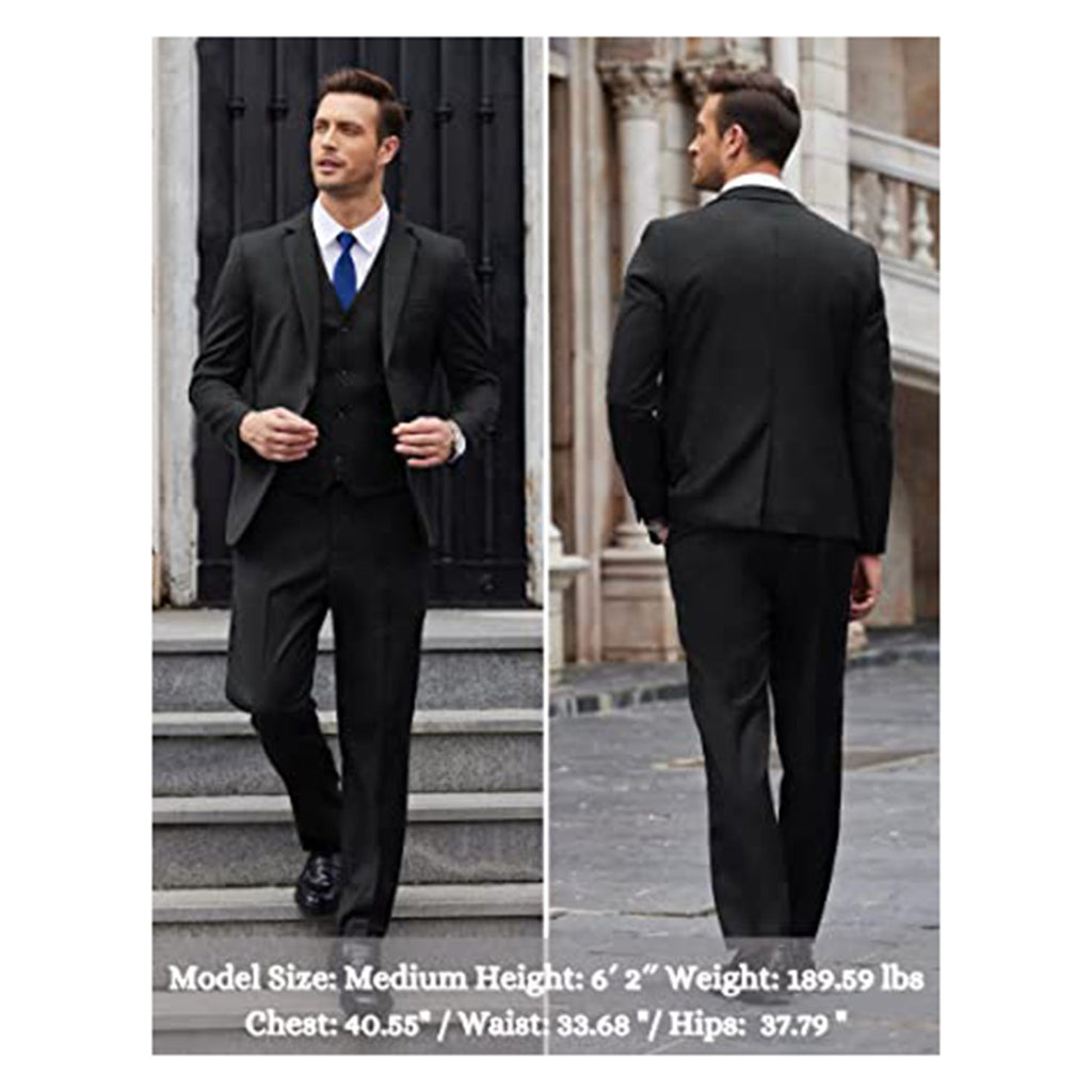 COOFANDY Men's 3 Pieces Slim Fit Suits Classic Solid Jacket Vest Pants Two Button Blazer JEC Shops LLC