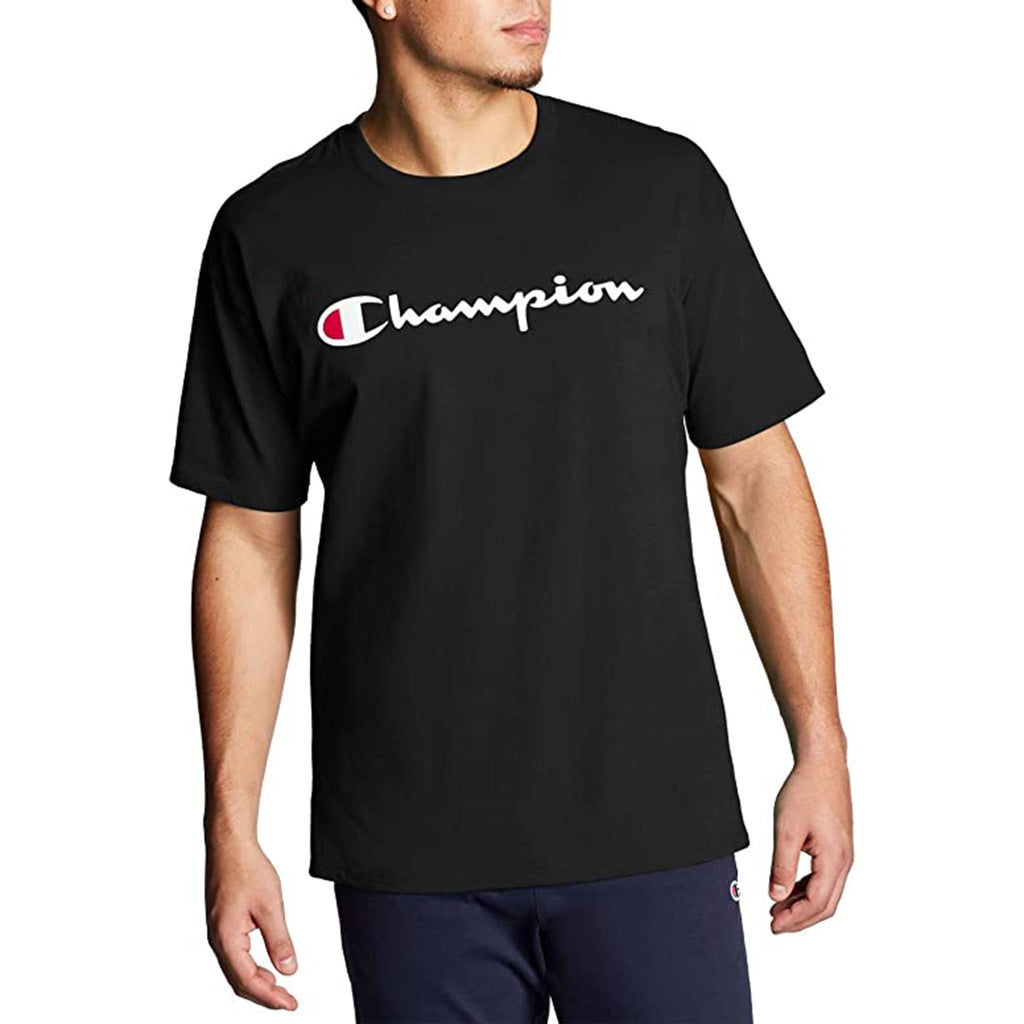 Champion Men's T-Shirt, Crewneck Cotton Tee, Mid-Weight T-Shirt, Script (Reg. or Big & Tall) JEC Shops LLC