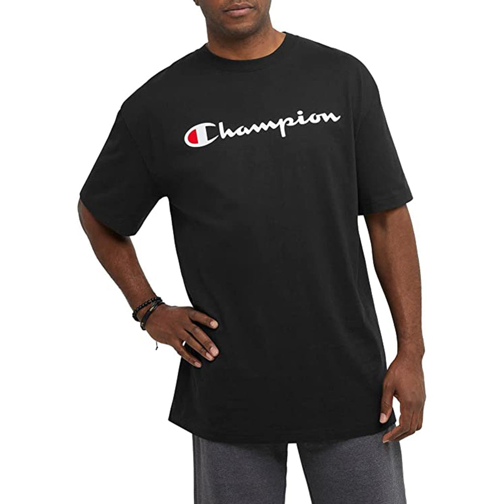 Champion Men's T-Shirt, Crewneck Cotton Tee, Mid-Weight T-Shirt, Script (Reg. or Big & Tall) JEC Shops LLC