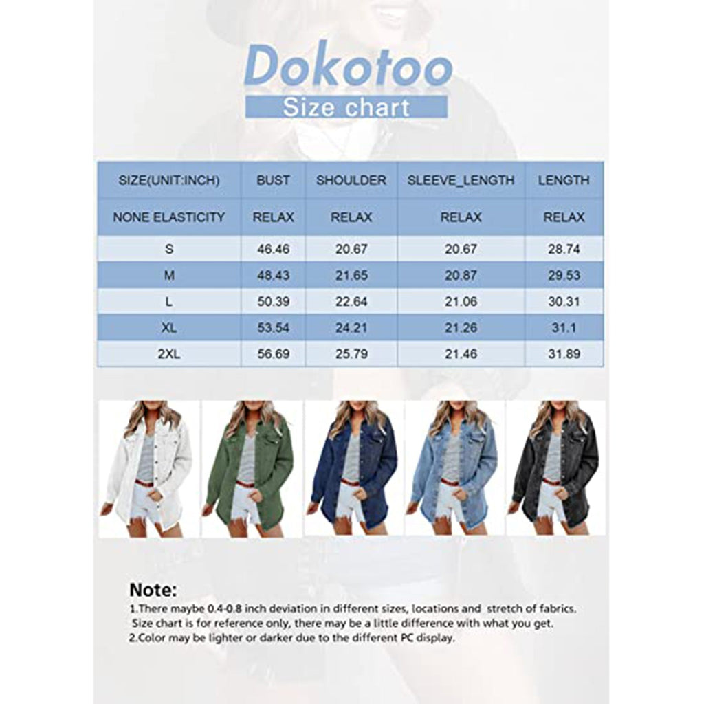 Dokotoo Women's Oversized Denim Jacket JEC Shops LLC