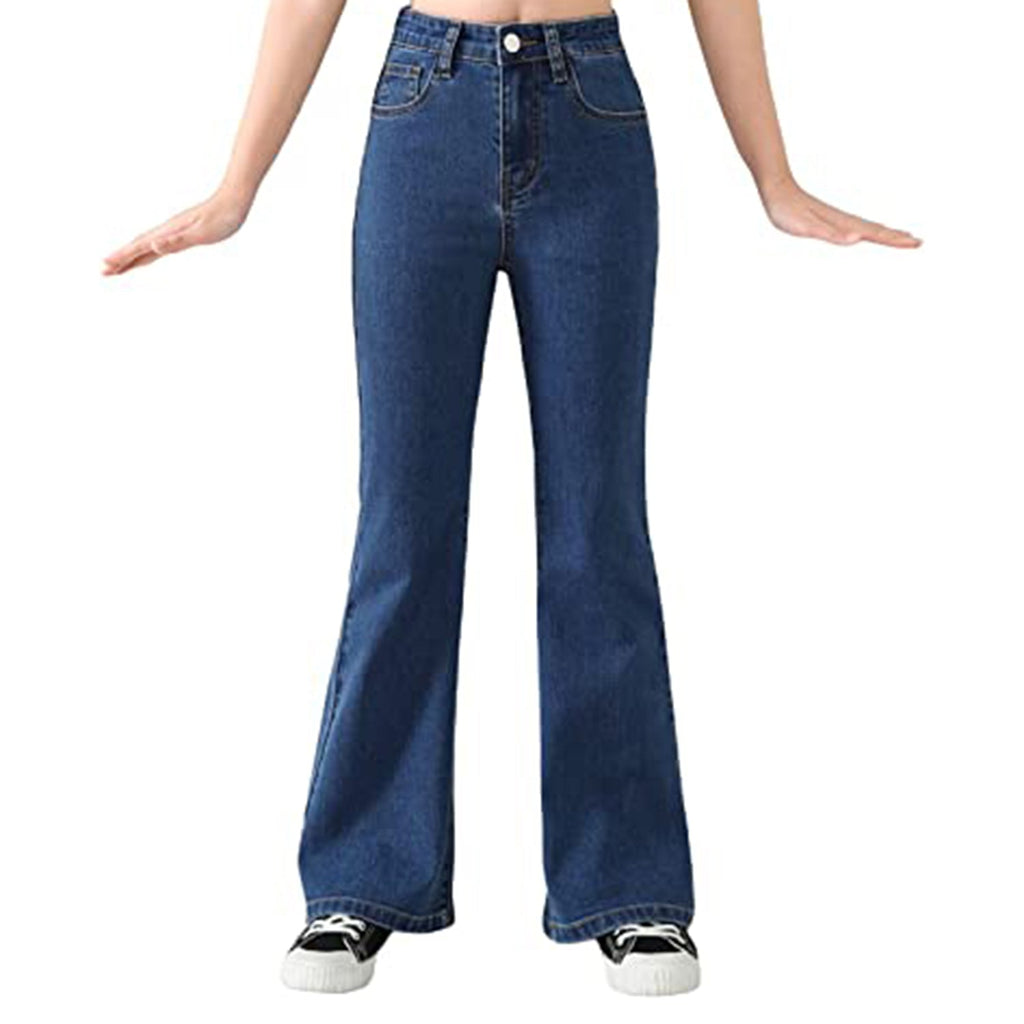 Floerns Girls Casual Denim Pants High Waist Flare Leg Jeans with Pocket JEC Shops LLC