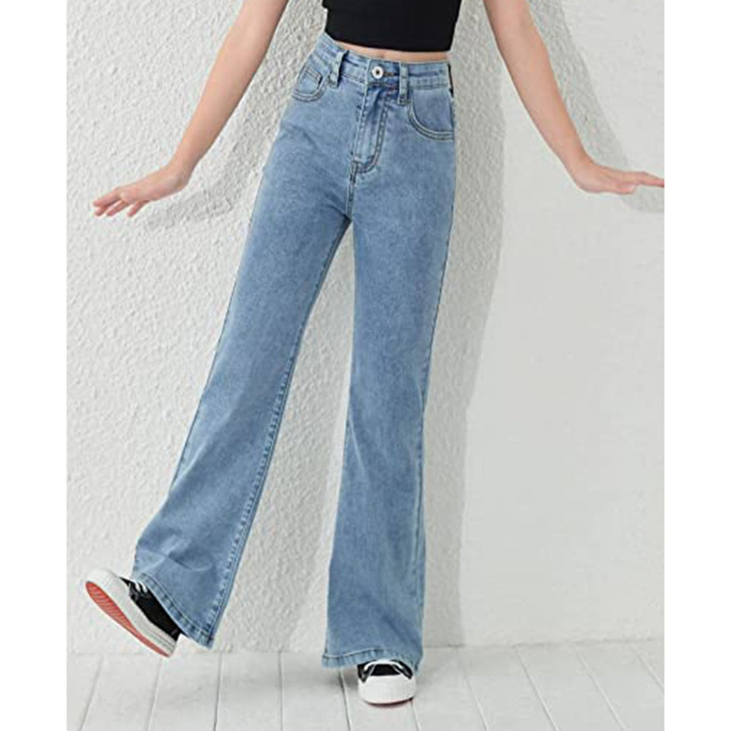 Floerns Girls Casual Denim Pants High Waist Flare Leg Jeans with Pocket JEC Shops LLC