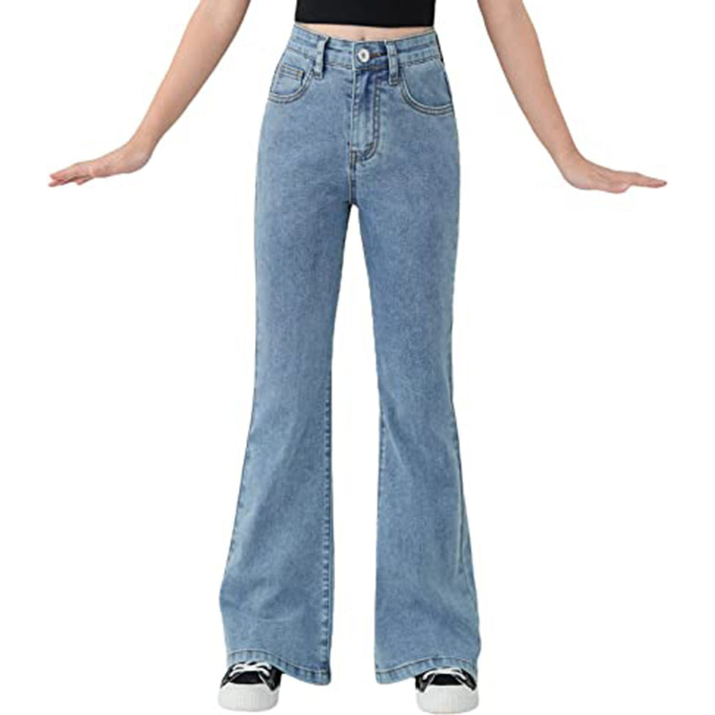 Floerns Girls Casual Denim Pants High Waist Flare Leg Jeans with Pocket JEC Shops LLC