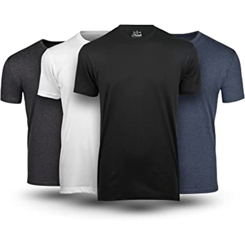 Fresh Clean Tees Variety Pack T-Shirts for Men - Soft and Fit Mens T-Shirt - Cotton Poly Blend - Pre Shrunk - Pack of 4 JEC Shops LLC