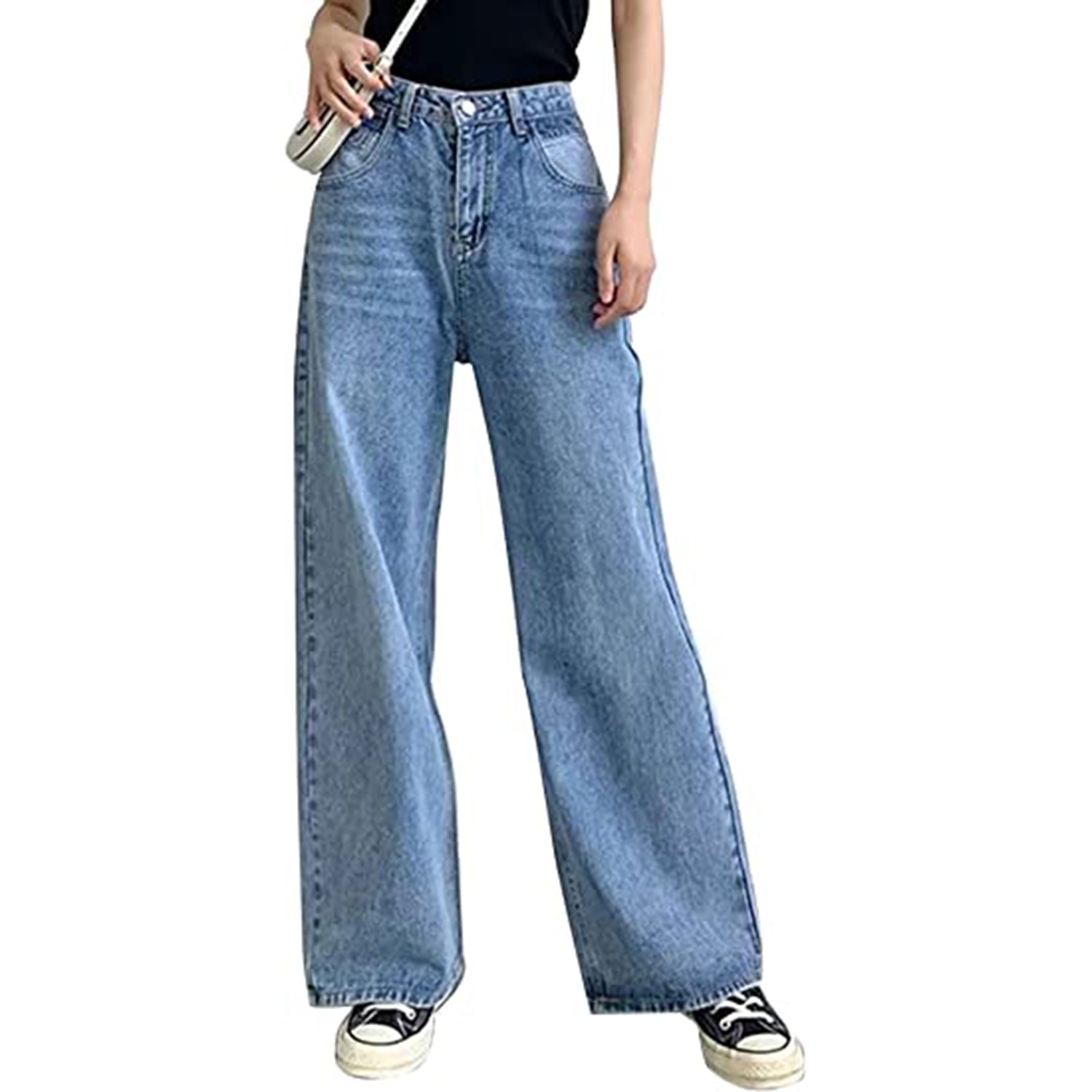 WDIRARA Girl's High Waisted Ripped Raw Hem Flare Bell Bottom Jeans Denim  Pants