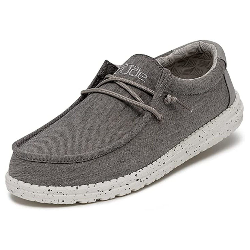 Hey Dude Men's Wally Linen Iron Size 11 | Men’s Shoes | Men’s Lace Up Loafers | Comfortable & Light-Weight JEC Shops LLC