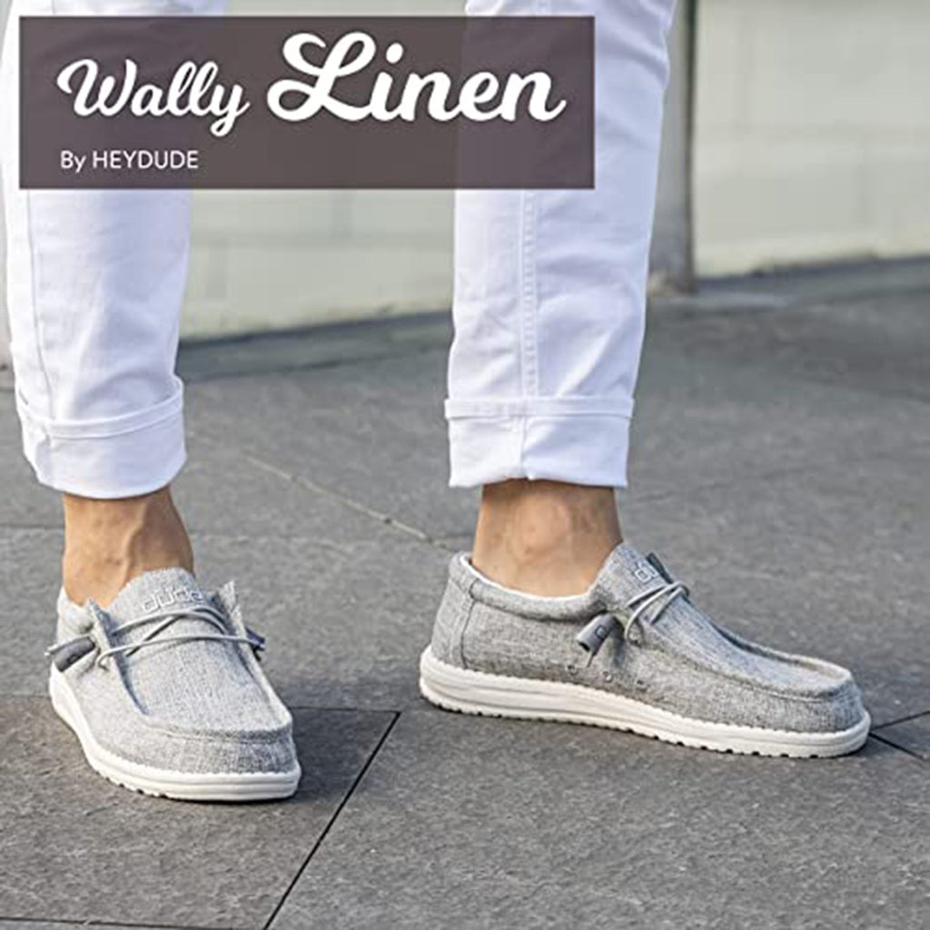 Hey Dude Men's Wally Linen Iron Size 11 | Men’s Shoes | Men’s Lace Up Loafers | Comfortable & Light-Weight JEC Shops LLC