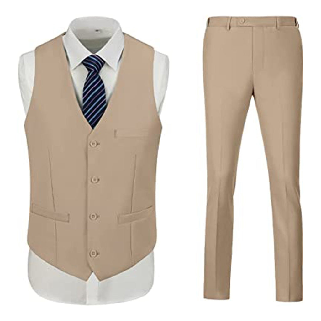 Holivyer Men's 3 Piece Slim Fit Suit Set, Two Button Blazer Solid Jacket Vest Pants Wedding Business Suit JEC Shops LLC