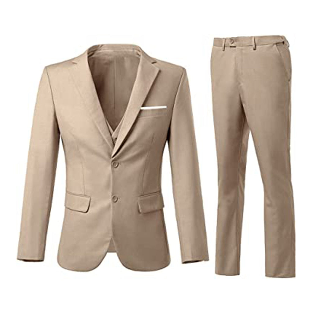 Holivyer Men's 3 Piece Slim Fit Suit Set, Two Button Blazer Solid Jacket Vest Pants Wedding Business Suit JEC Shops LLC