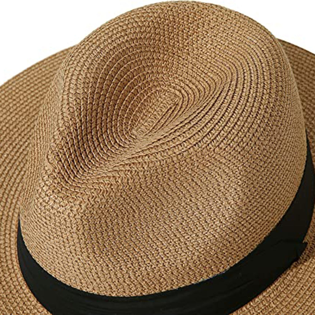 Lanzom Women Wide Brim Straw Panama Roll up Hat JEC Shops LLC