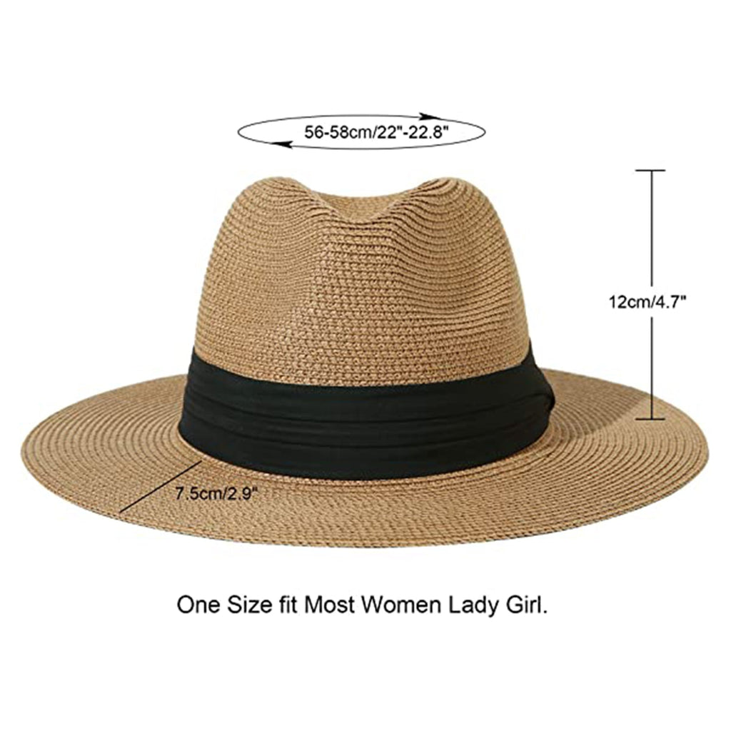 Lanzom Women Wide Brim Straw Panama Roll up Hat JEC Shops LLC