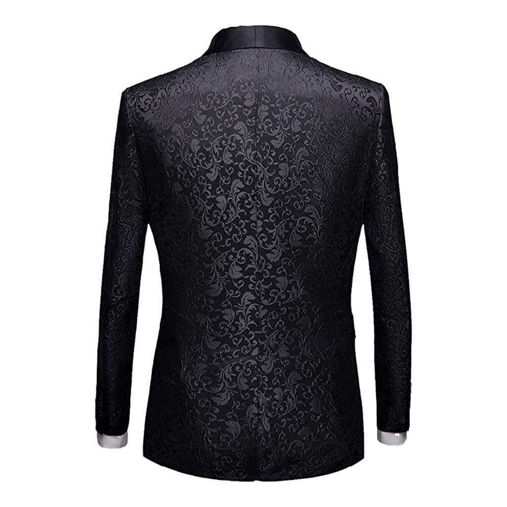 LiveZou Men Floral Blazer Suit Jacket Dinner Party Prom Wedding Stylish Tuxedo JEC Shops LLC