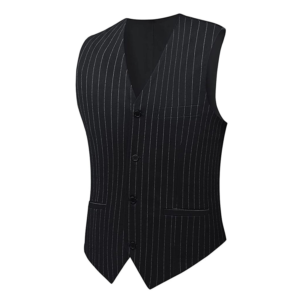 MAGE MALE Men’s Pinstripe 3 Piece Suit Slim Fit Elegant Single Breasted Business Wedding Party Blazer Vest& Pants Set JEC Shops LLC