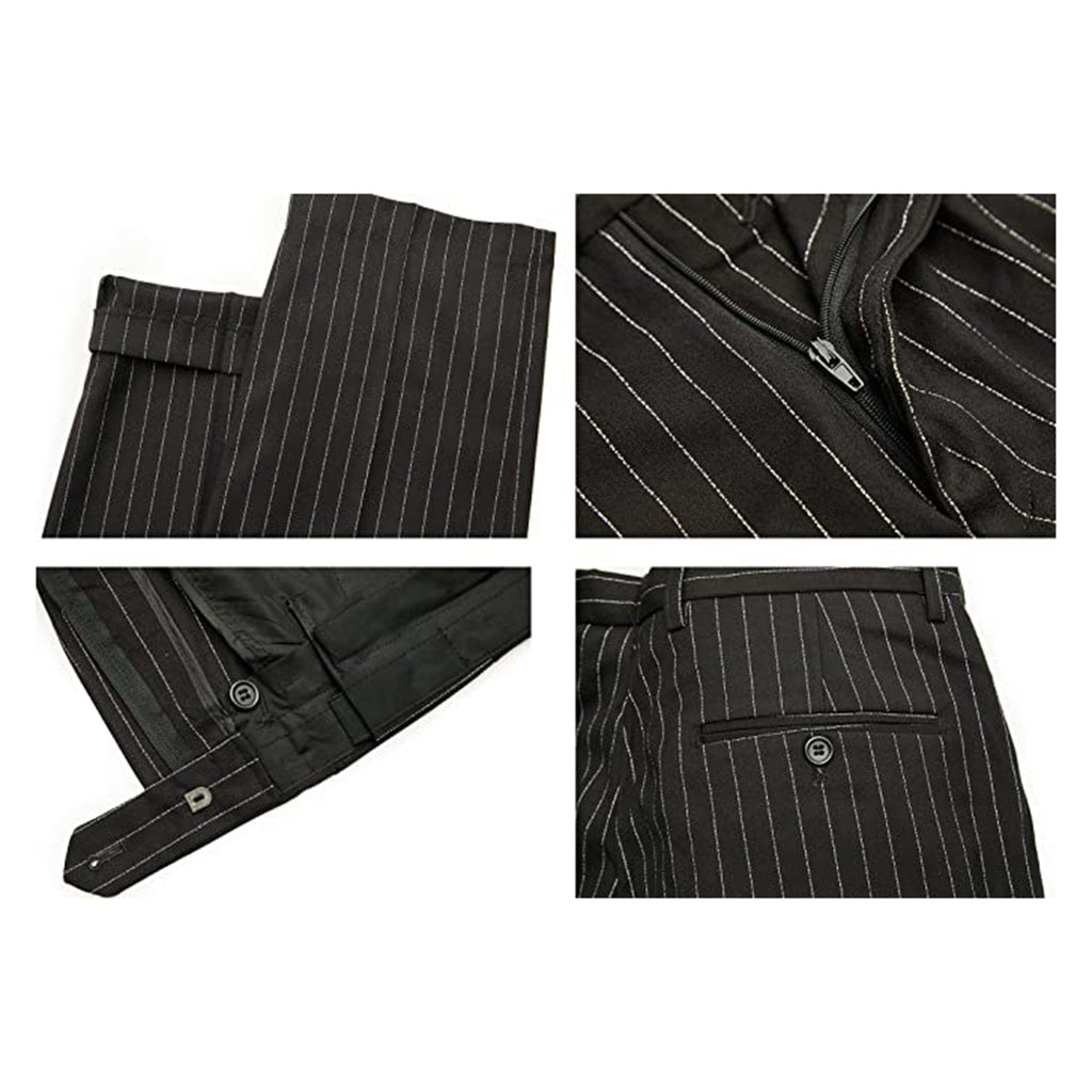 MAGE MALE Men’s Pinstripe 3 Piece Suit Slim Fit Elegant Single Breasted Business Wedding Party Blazer Vest& Pants Set JEC Shops LLC