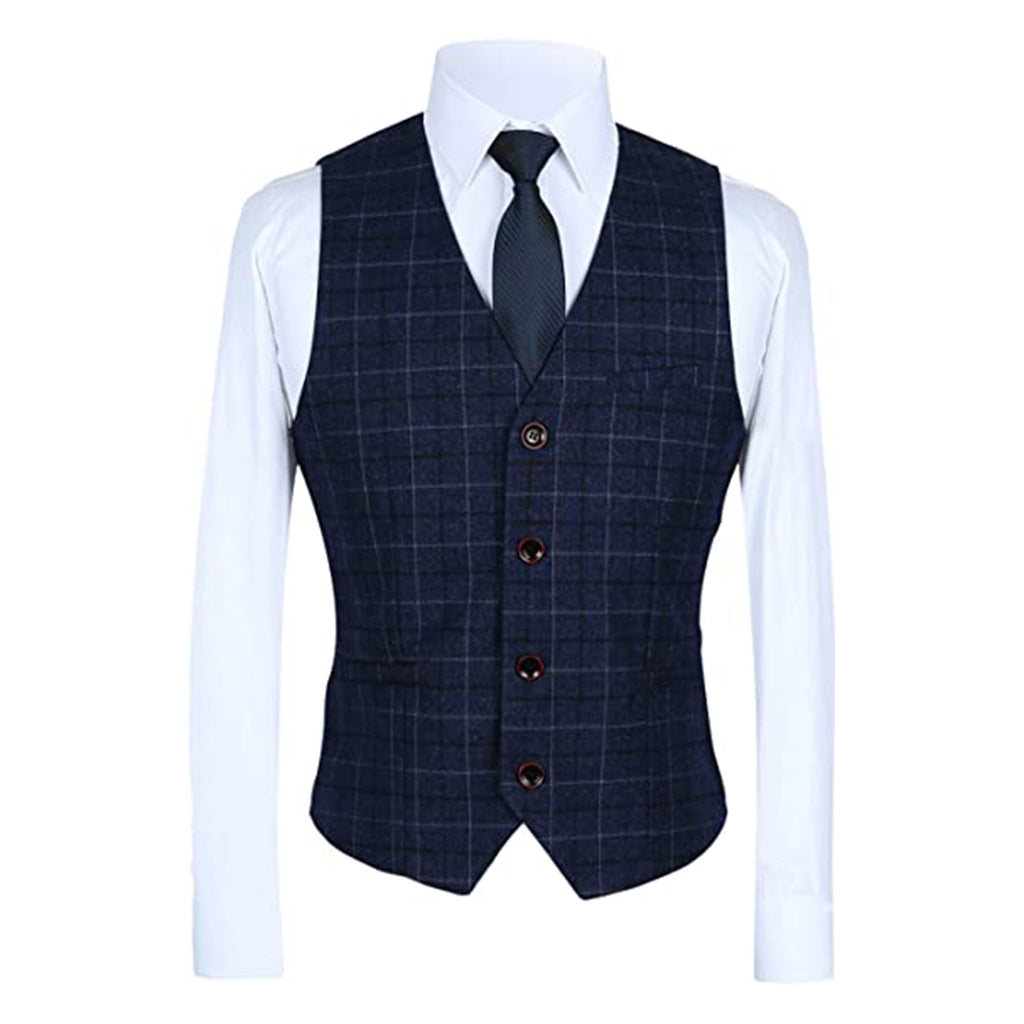 MOGU Mens 3 Piece Slim Fit Plaid Suit Blazer+Vest+Pants JEC Shops LLC