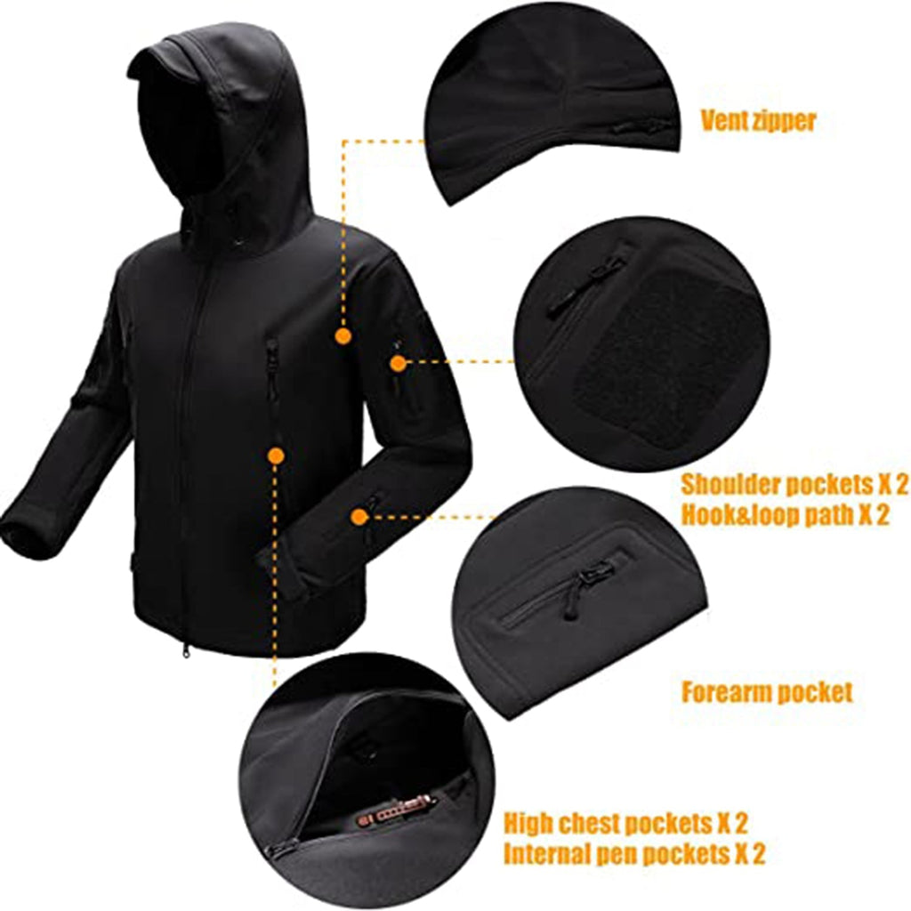 Men's Outdoor Waterproof Soft Shell Hooded Military Tactical Jacket JEC Shops LLC