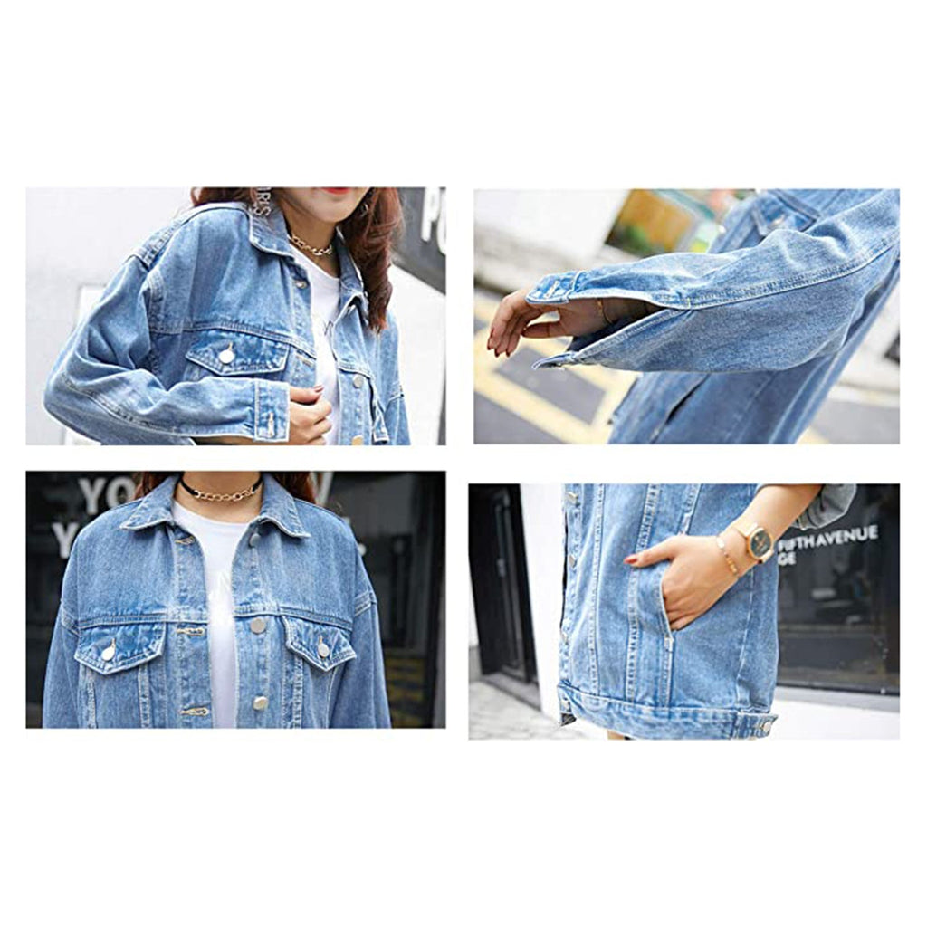 Omoone Women's Oversized Mid Long Denim Jacket JEC Shops LLC