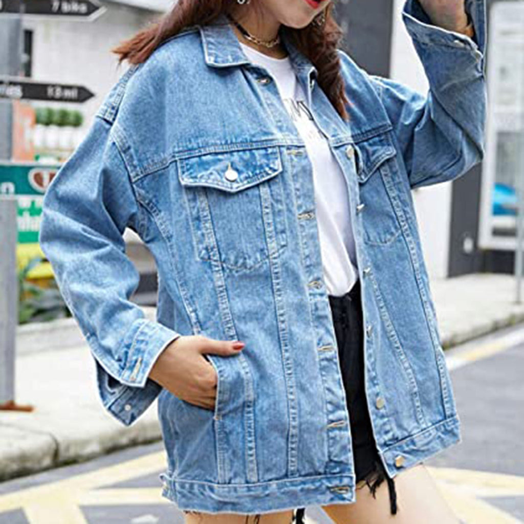 Omoone Women's Oversized Mid Long Denim Jacket JEC Shops LLC