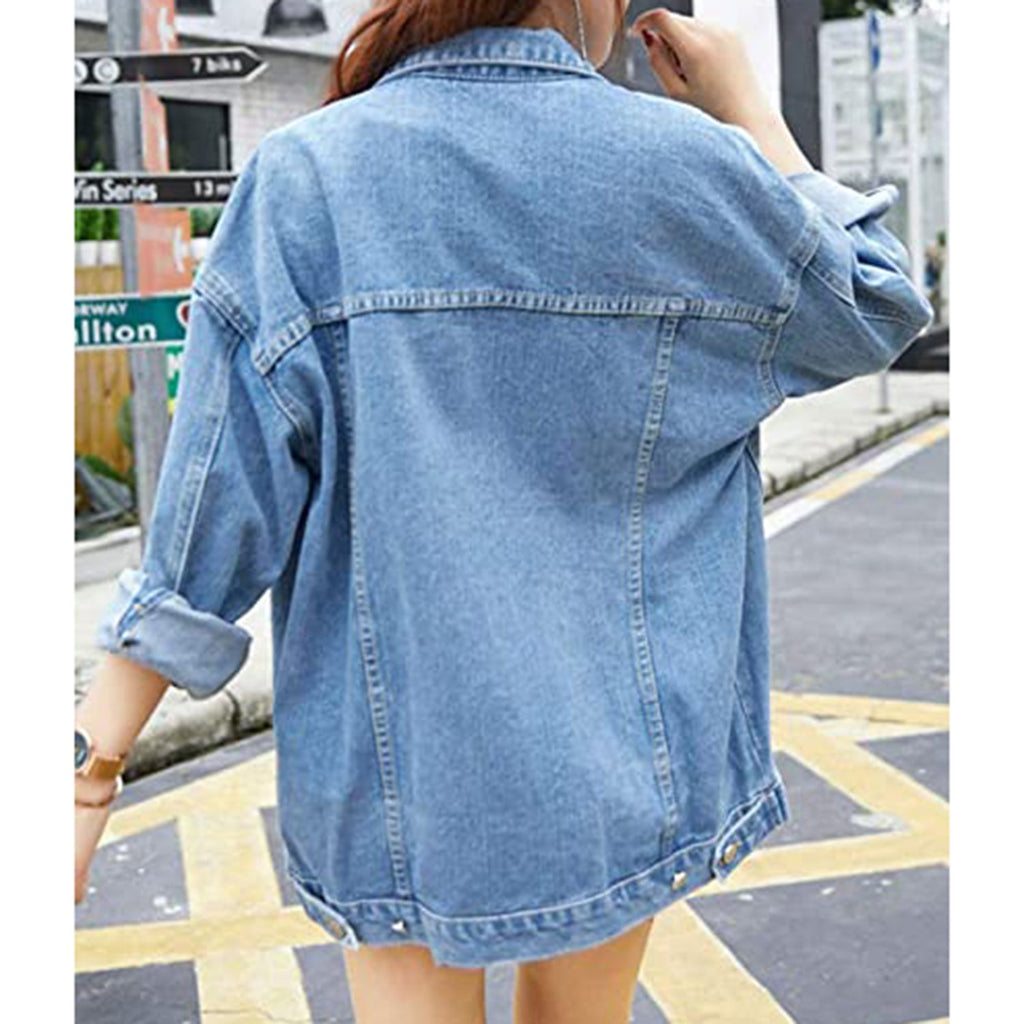 Omoone Women's Oversized Mid Long Denim Jacket JEC Shops LLC