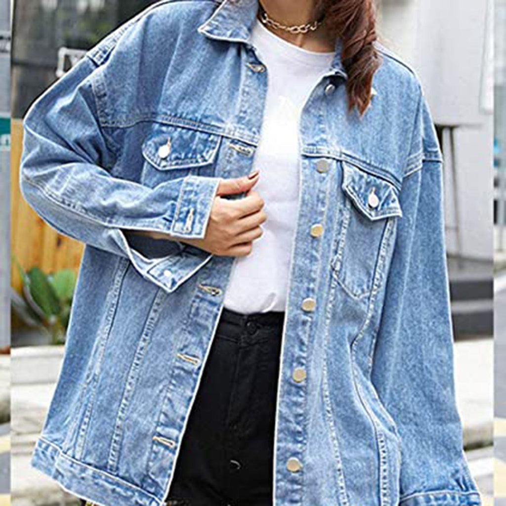 Omoone Women's Oversized Mid Long Denim Jacket JEC Shops LLC