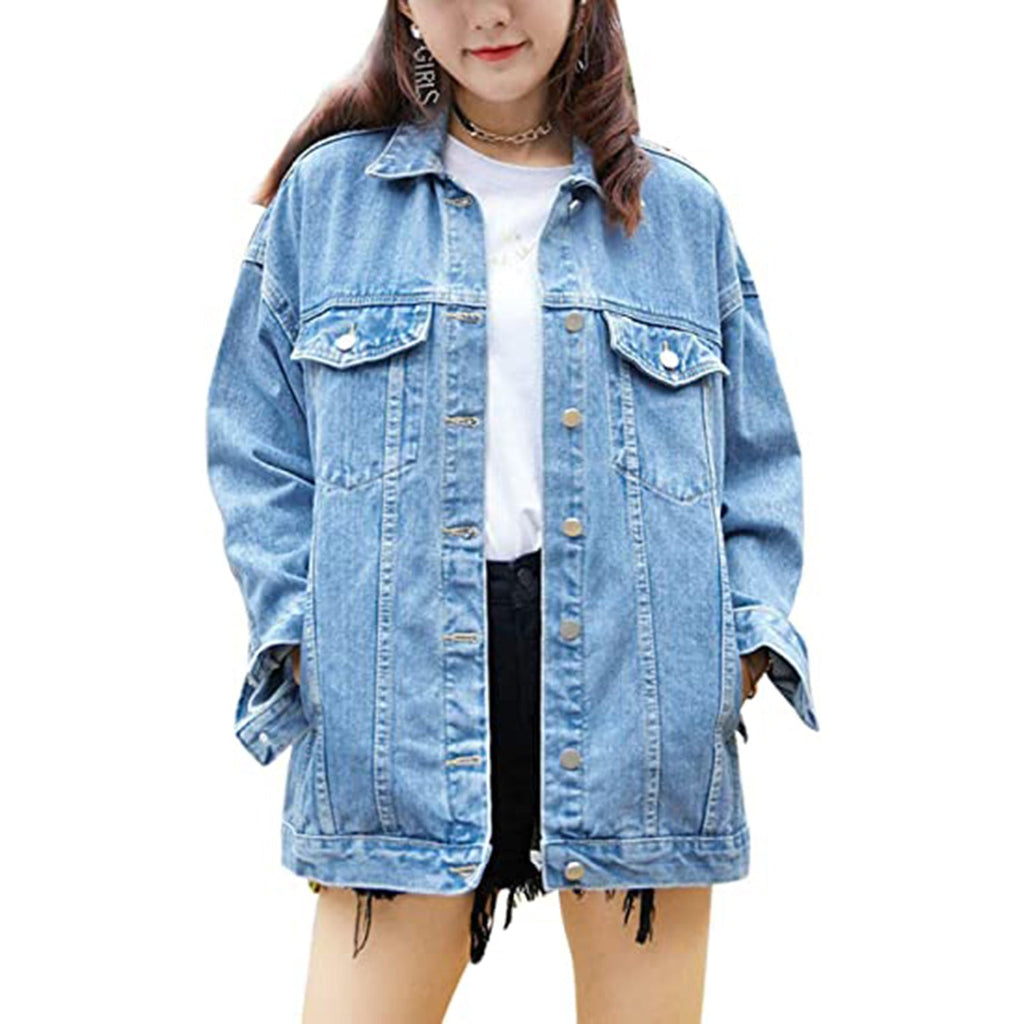 Omoone Women's Oversized Mid Long Denim Jacket JEC Shops LLC