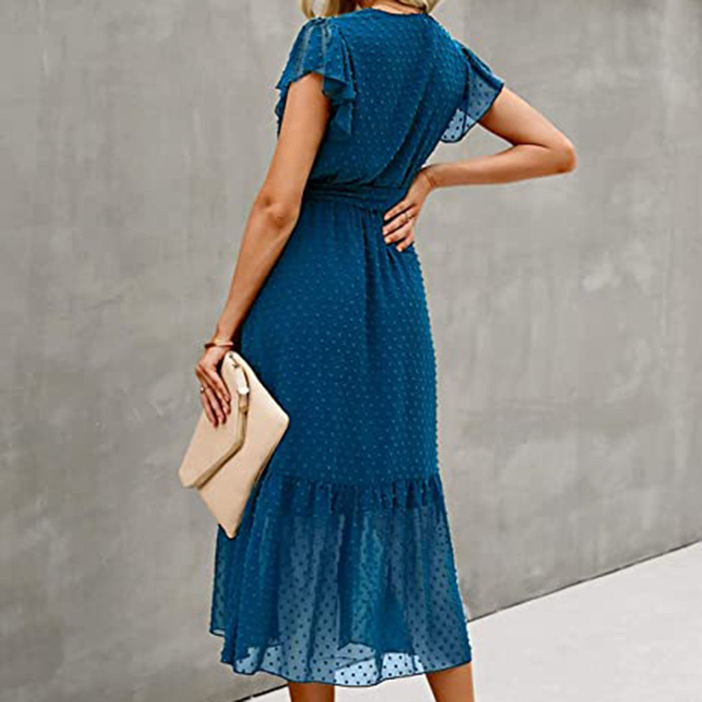 Pleated Hem Swing Midi Sun Dress JEC Shops LLC