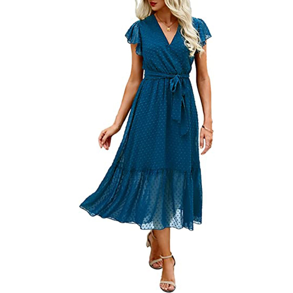 Pleated Hem Swing Midi Sun Dress JEC Shops LLC