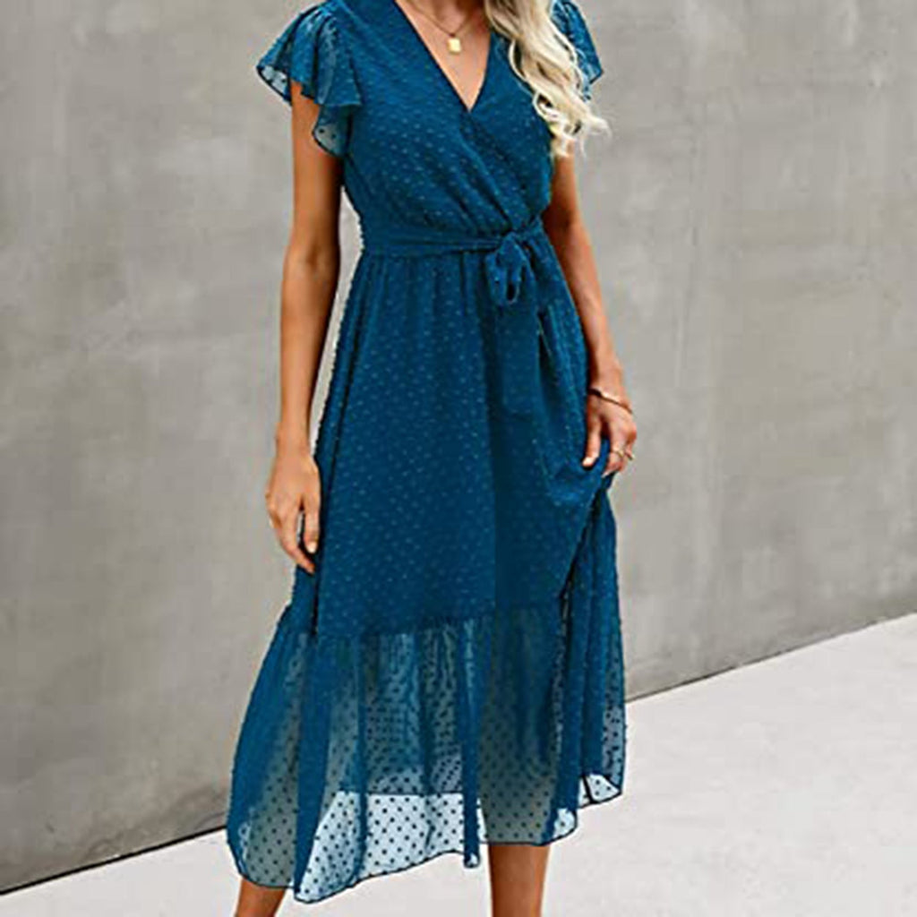 Pleated Hem Swing Midi Sun Dress JEC Shops LLC