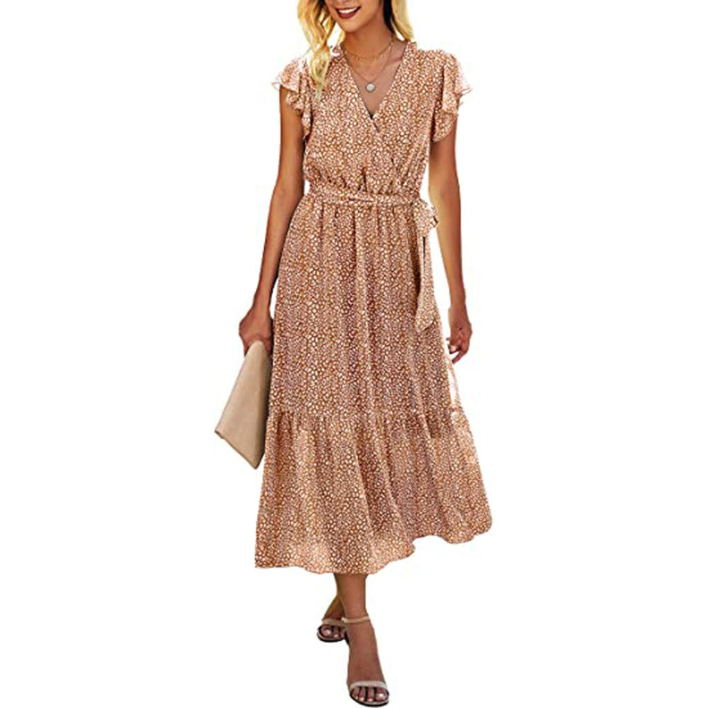 Pleated Hem Swing Midi Sun Dress JEC Shops LLC