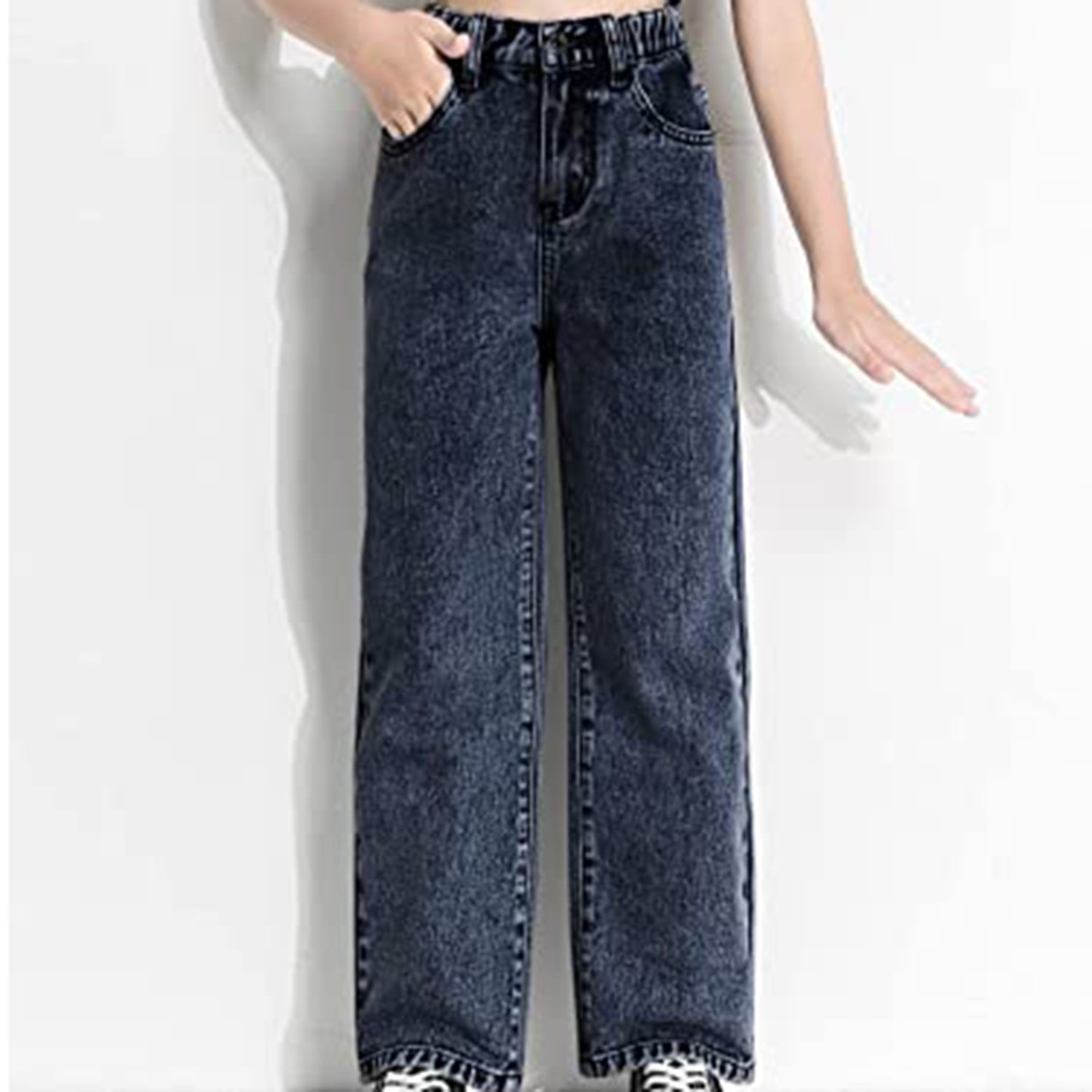 WDIRARA Girl's High Waisted Ripped Raw Hem Flare Bell Bottom Jeans Denim  Pants