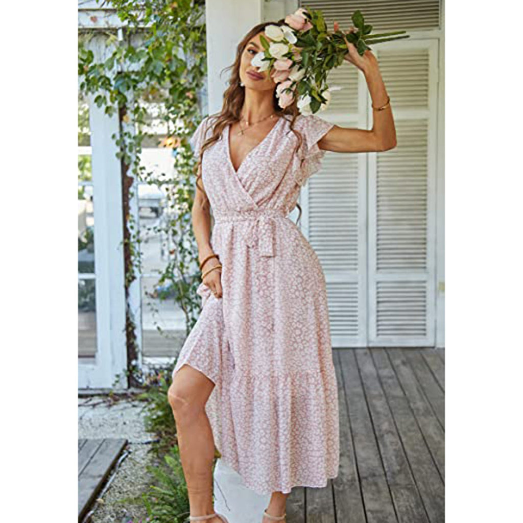 Ruffle Hem A-Line Bohemian Maxi Dress JEC Shops LLC