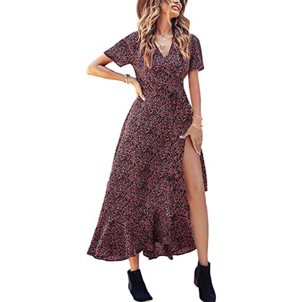 Ruffle Hem Split Beach Long Dress JEC Shops LLC