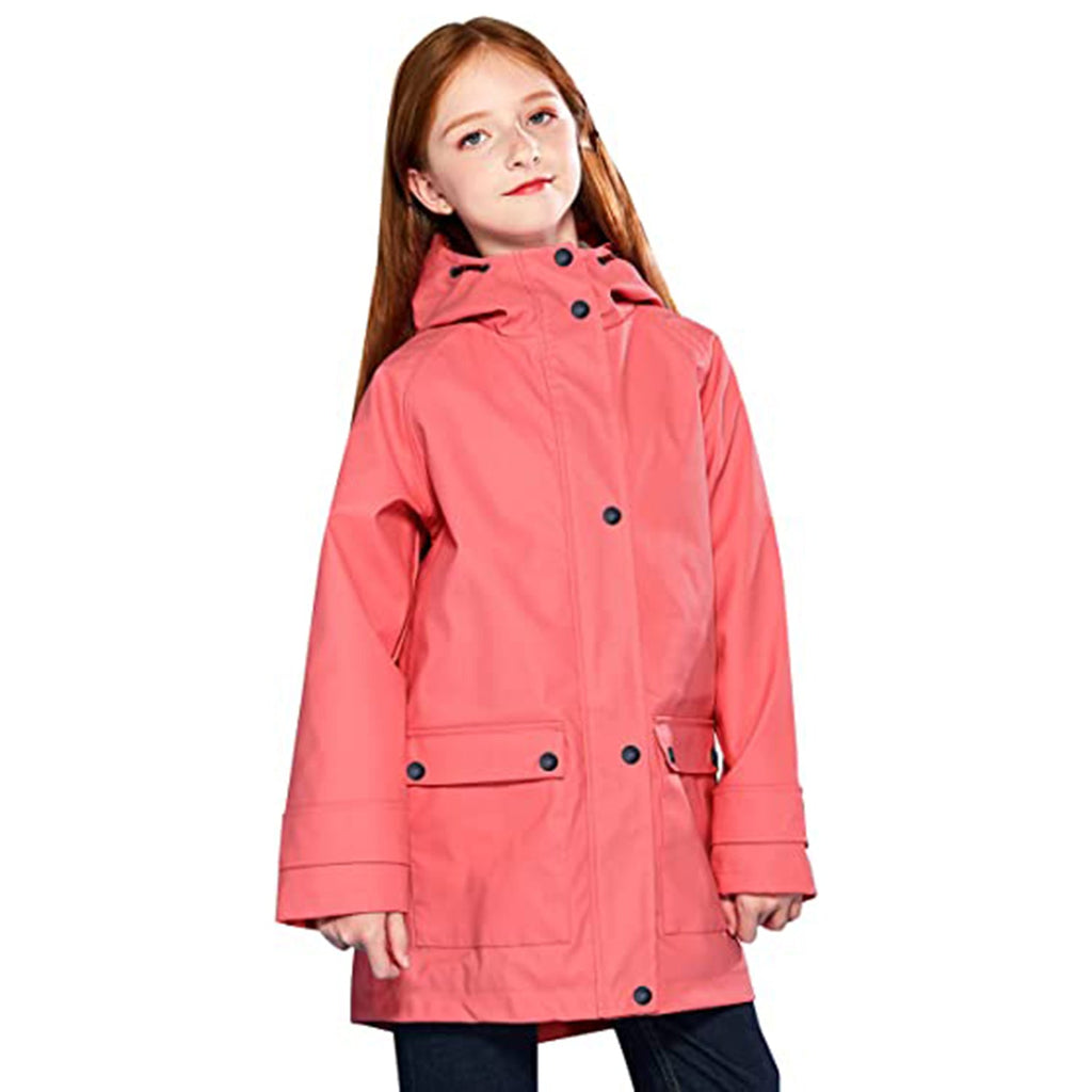 SOLOCOTE Kids Rain Jacket Hooded Lined Rubber RainCoats JEC Shops LLC