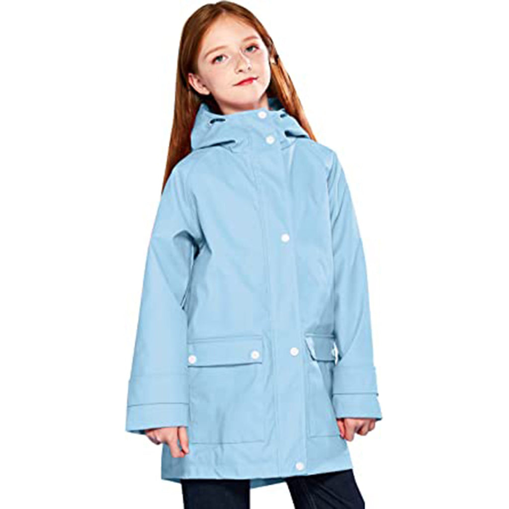 SOLOCOTE Kids Rain Jacket Hooded Lined Rubber RainCoats JEC Shops LLC