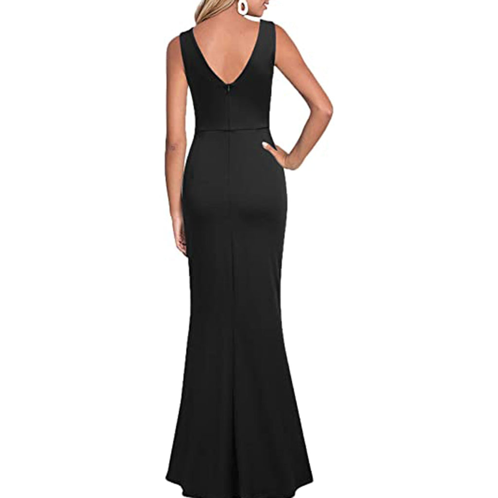 V Neck Split Evening Cocktail Long Dress JEC Shops LLC