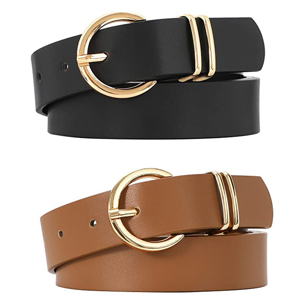 VONMELLI 2 Pack Women's Leather Belts JEC Shops LLC