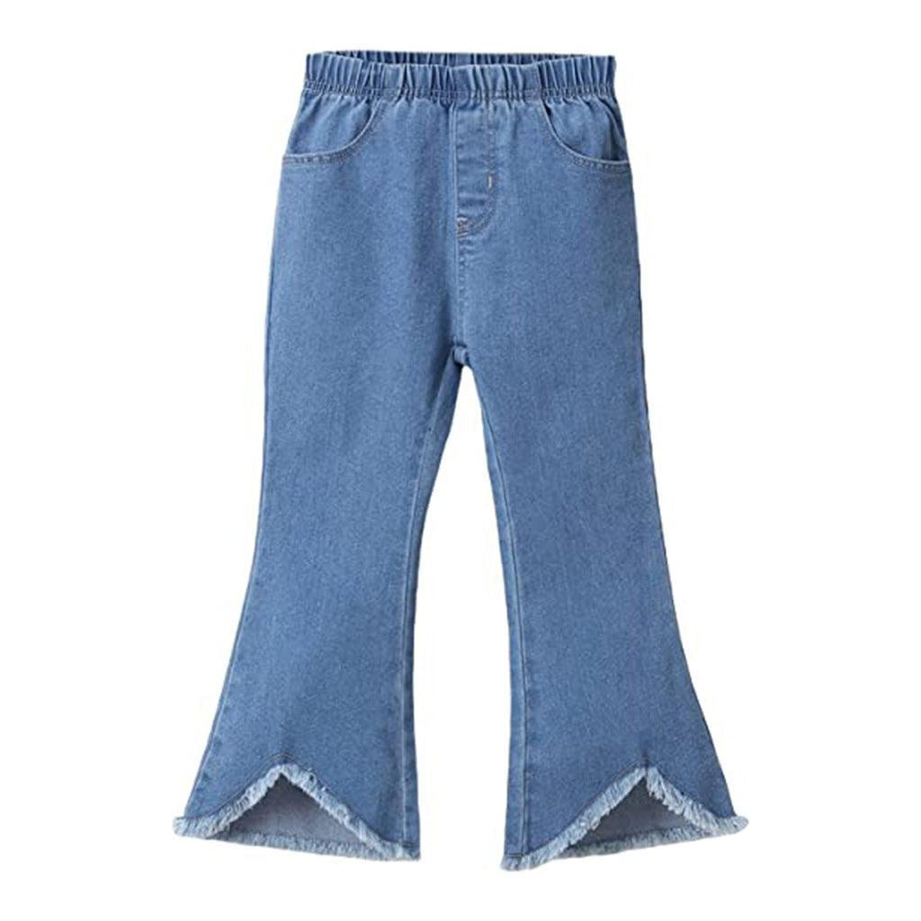 WDIRARA Girl's High Waisted Ripped Raw Hem Flare Bell Bottom Jeans Denim Pants JEC Shops LLC