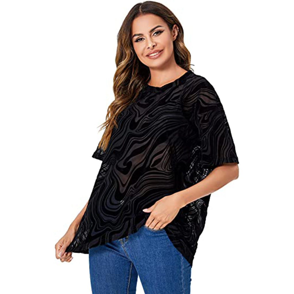 WDIRARA Women's Glitter Sheer See Through JEC Shops LLC