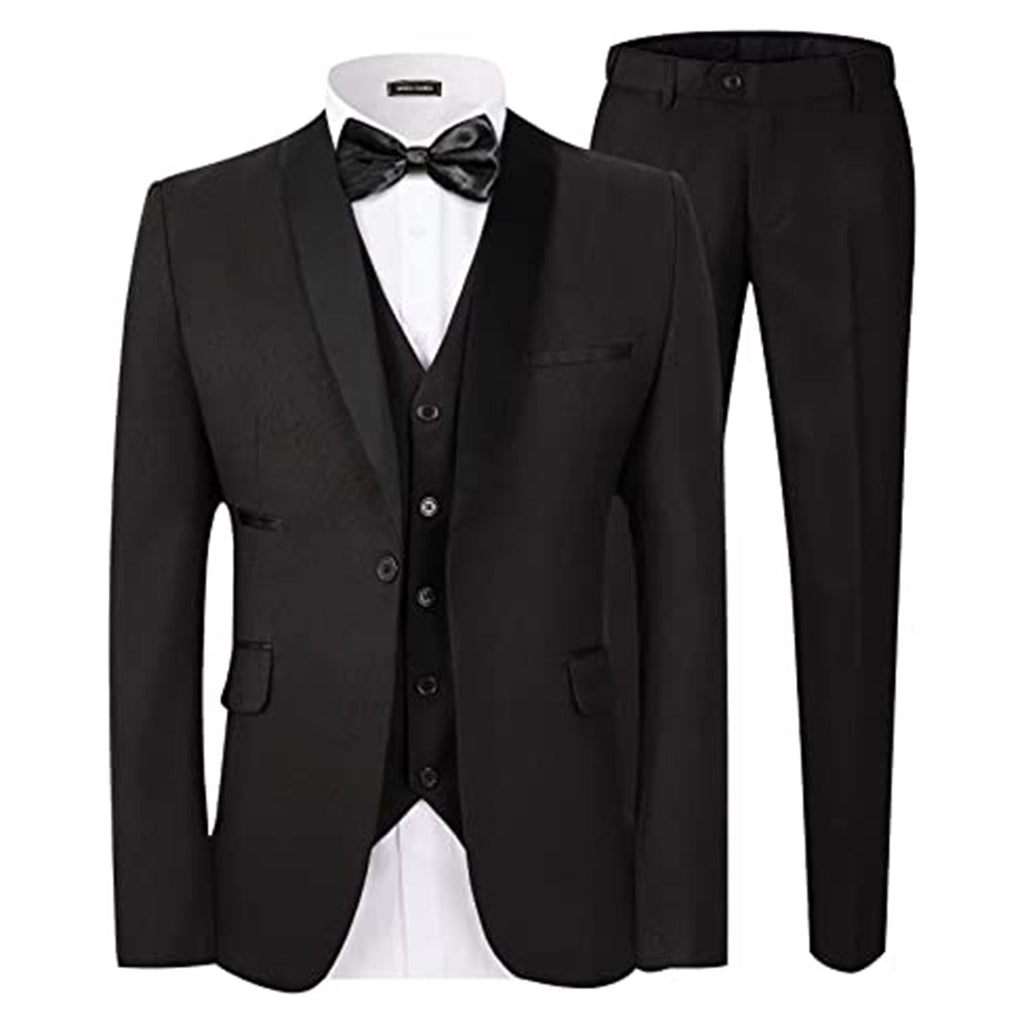 WEEN CHARM Men's Slim Fit Suits,3 Piece Suit for Men,One Button Shawl Lapel Blazer Jacket Vest Pants,Men Tuxedo Suit Set JEC Shops LLC