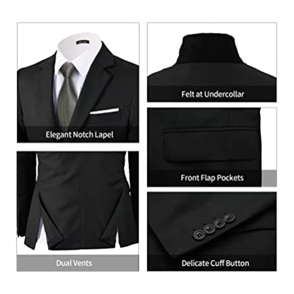 WEEN CHARM Men's Suits Slim Fit,3 Piece Suit for Men,2 Button Blazer Jacket Vest Pants with Tie,Men Tuxedo Suit Set JEC Shops LLC