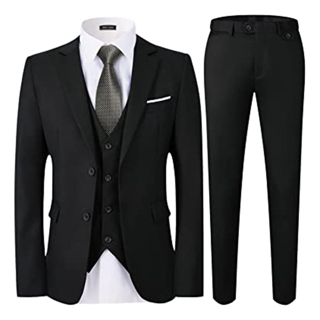 WEEN CHARM Men's Suits Slim Fit,3 Piece Suit for Men,2 Button Blazer Jacket Vest Pants with Tie,Men Tuxedo Suit Set JEC Shops LLC