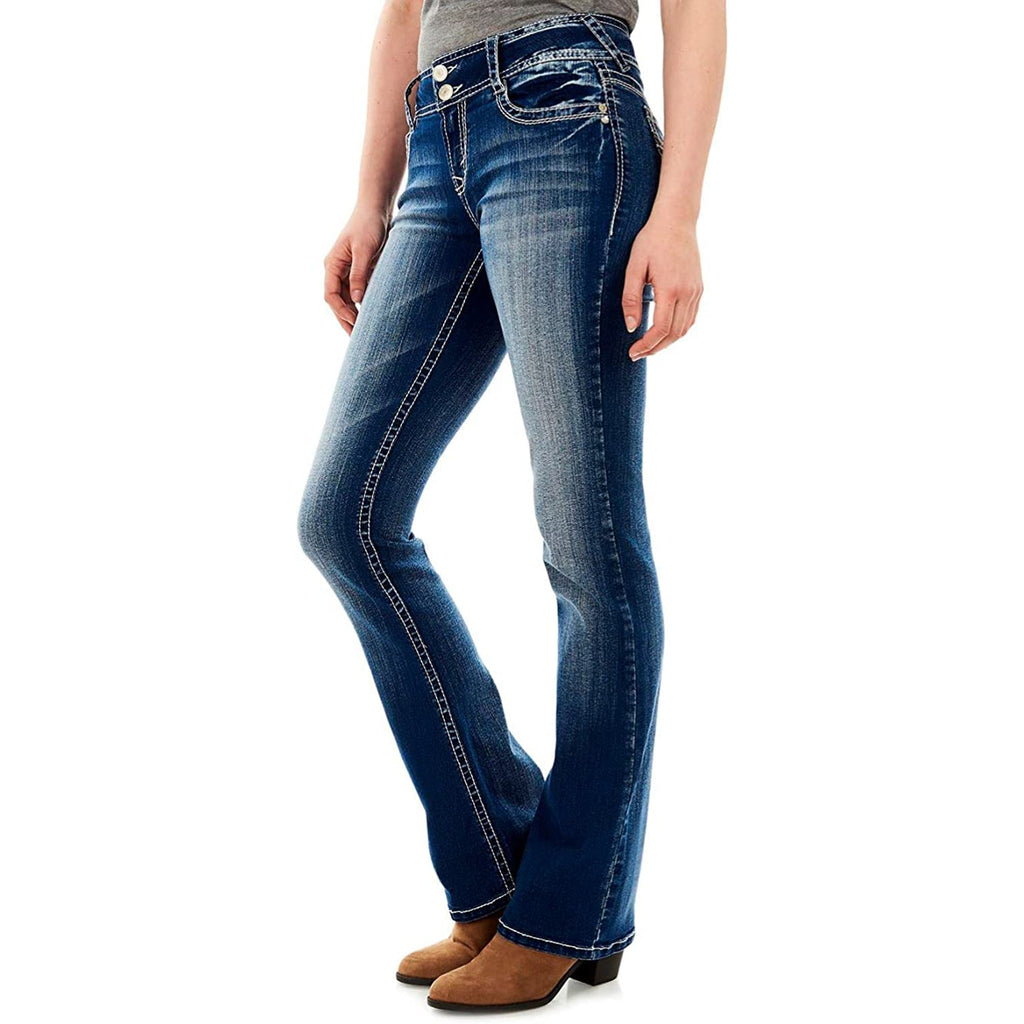 WallFlower Women's Luscious Curvy Bootcut Mid-Rise Insta Stretch Juniors Jeans JEC Shops LLC