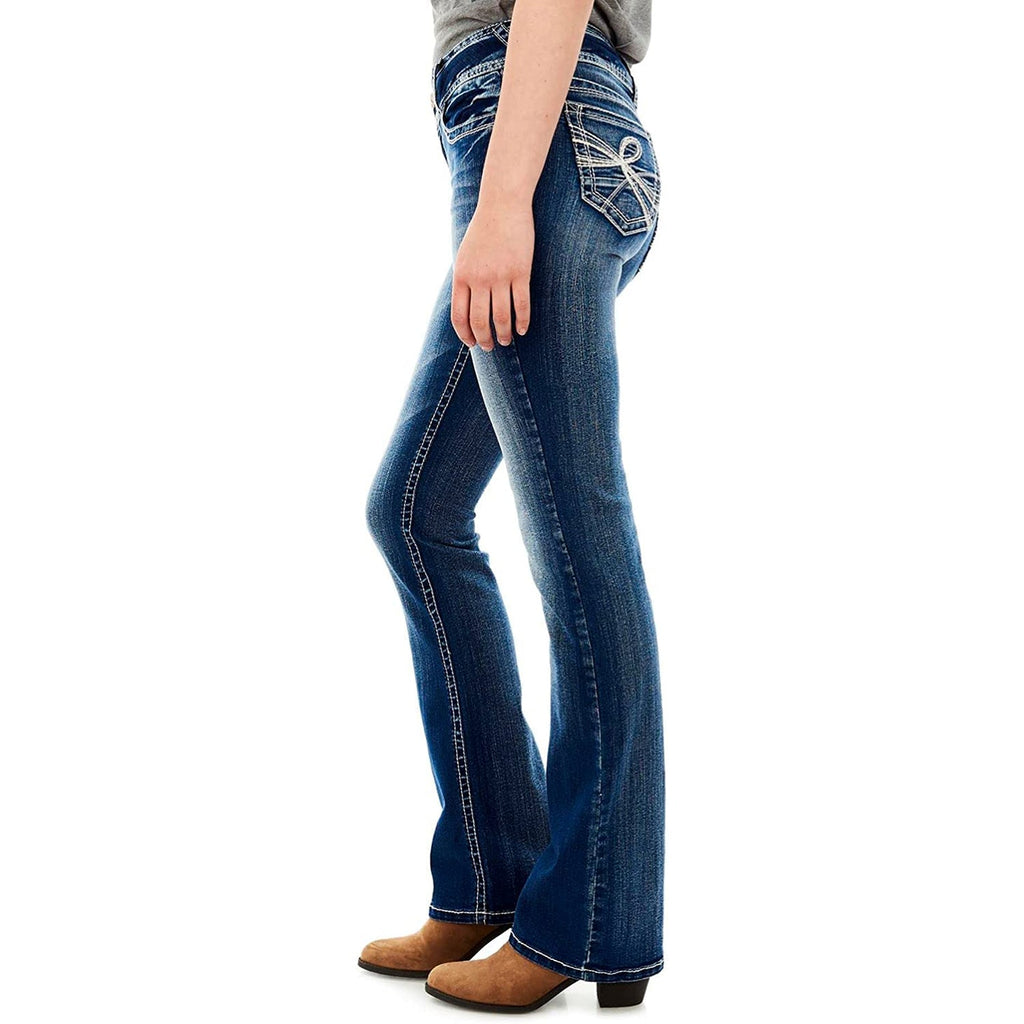 WallFlower Women's Luscious Curvy Bootcut Mid-Rise Insta Stretch Juniors Jeans JEC Shops LLC