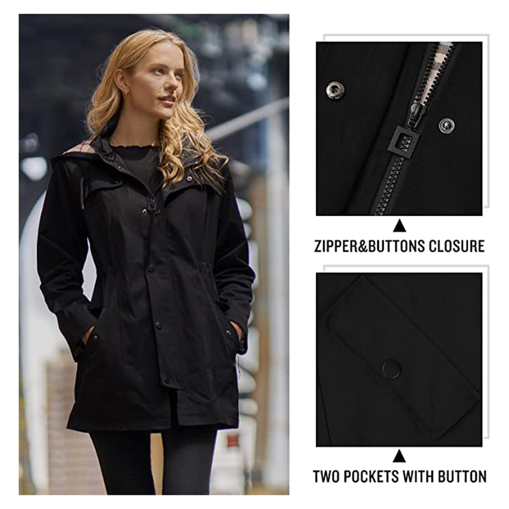 Women's Long Hooded Rain Jacket JEC Shops LLC